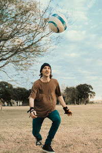 Young man playing football