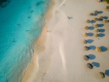 High angle view of sand on beach