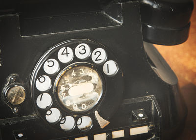 High angle view of old telephone booth