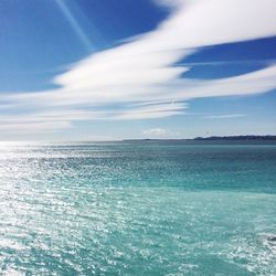 Scenic view of seascape against cloudy sky