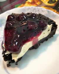 Close-up of chocolate cake in plate