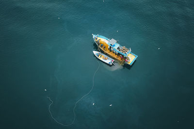 High angle view of boat in sea