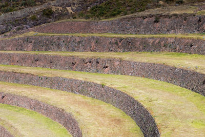 High angle view of stone wall