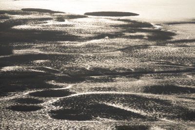 High angle view of sand on beach