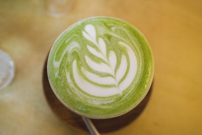Close-up of matcha latte