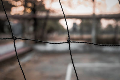 Close-up of barbed wire fence