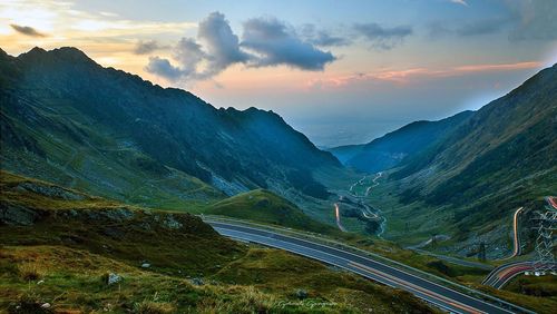 Scenic view of landscape against sky during sunset