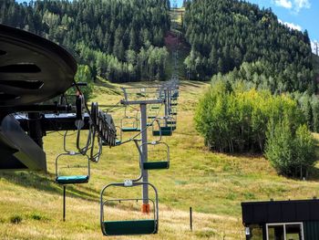 View of ski lift in field