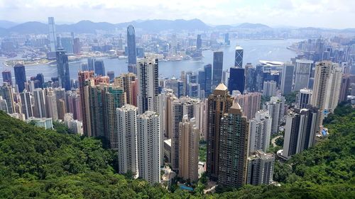 View from victor peak over skyline of hongkong 