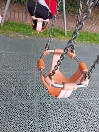 High angle view of swing in playground