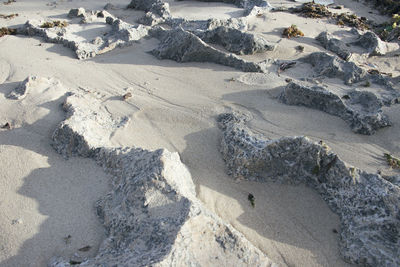 High angle view of rocks on land