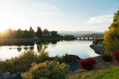 Scenic view of lake against sky