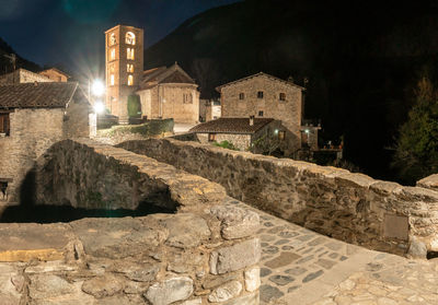 Old ruin building at night
