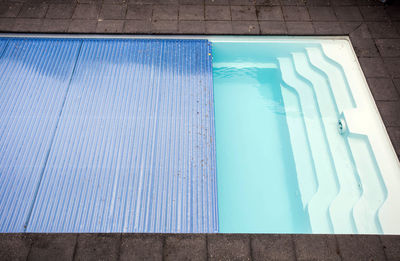 High angle view of swimming pool against wall