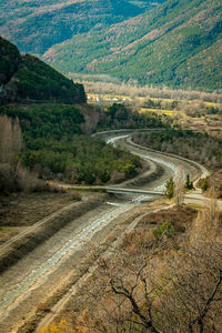 High angle view of road amidst landscape