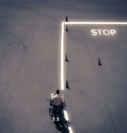 High angle view of motorcycle on airport