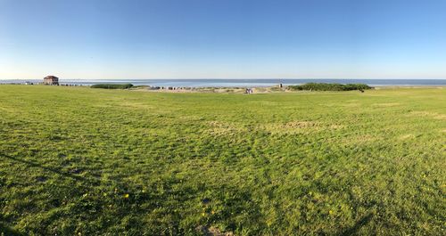 Scenic view of sea against clear sky