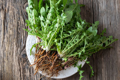 High angle view of vegetables on table