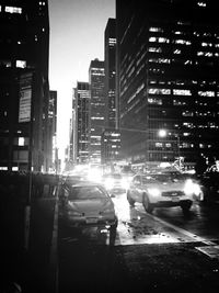 View of city street at night