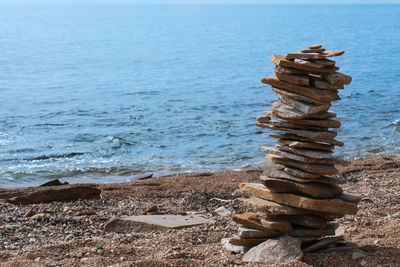 Stack of pebbles on beach