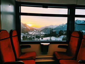 View of train through window in winter