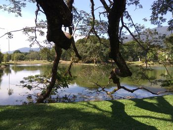 Scenic view of lake against sky