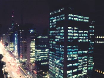 Illuminated city at night