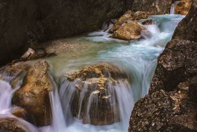 Scenic view of waterfall in forest