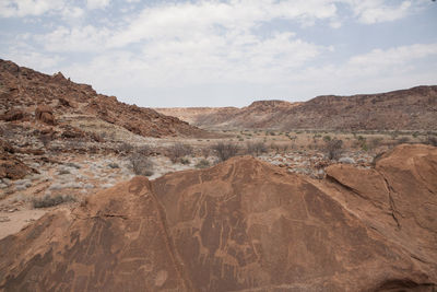 Scenic view of rocky landscape against sky