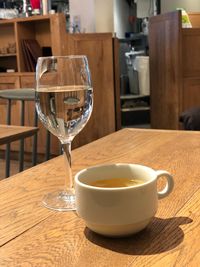 Close-up of tea cup on table