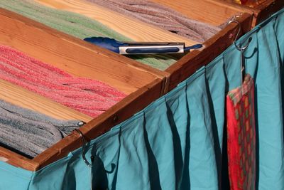 Low angle view of clothes drying on clothesline