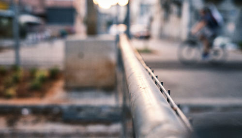 Close-up of bicycle on road