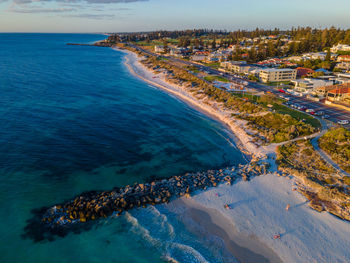 High angle view of city at beach