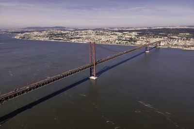 High angle view of bridge over river in city