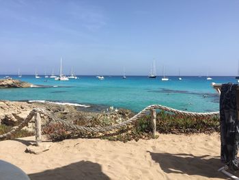 Scenic view of sea against clear sky