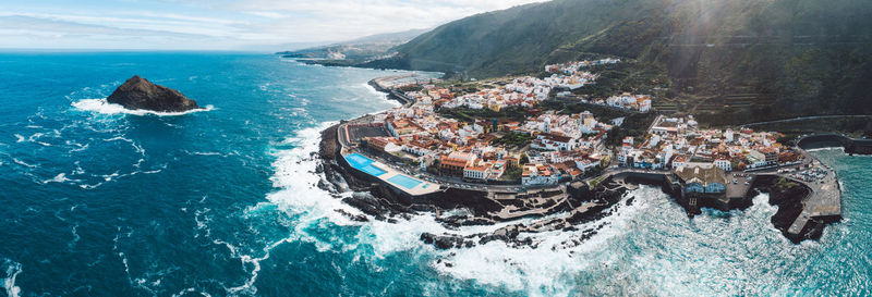 High angle view of sea against sky