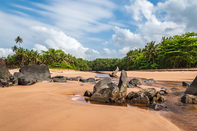 Lagoon and beach in axim ghana west africa