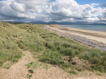 Scenic view of sea against cloudy sky