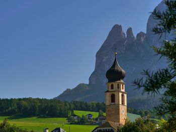 Panoramic view of cathedral and buildings against sky