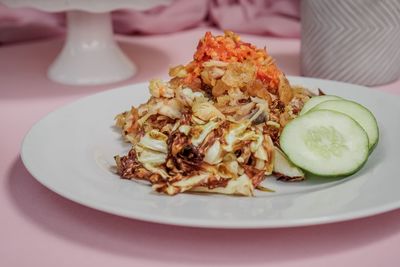 Close-up of meal served in plate