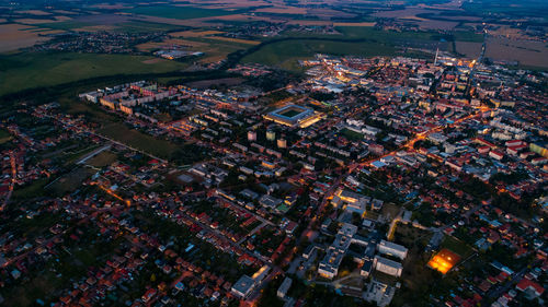 High angle view of buildings in city