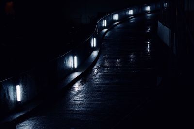 Wet illuminated street at night