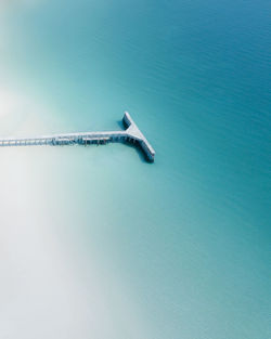 High angle view of ship against clear sky