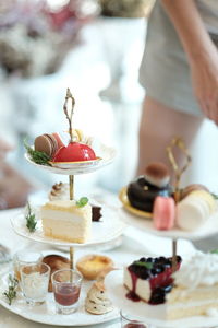 Close-up of cake slice in plate on table