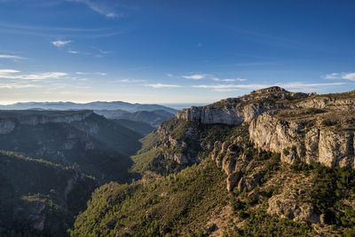 Scenic view of landscape and mountains against sky