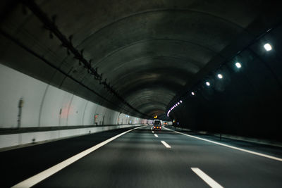 View of road in tunnel