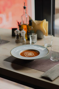 Close-up of coffee on table