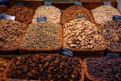 High angle view of food for sale