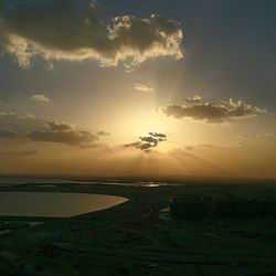 Scenic view of sea at sunset