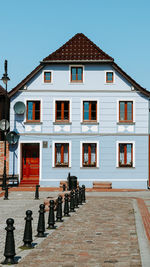 Low angle view of building against clear sky